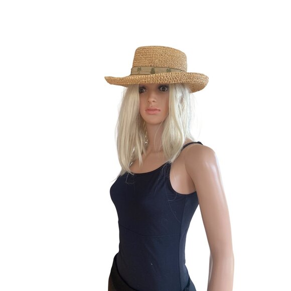 Scala Accessories - SCALA Wide Brim Straw Raffia Safari Hat S/M Unisex Palm Trees Pineapple Hat